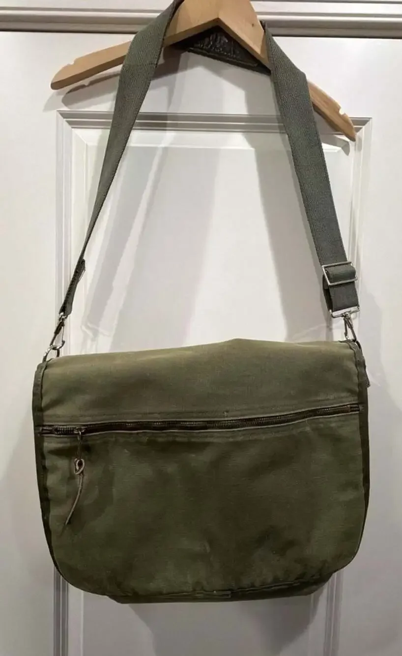 Gokeys Canvas Leather Messenger Bag Green
